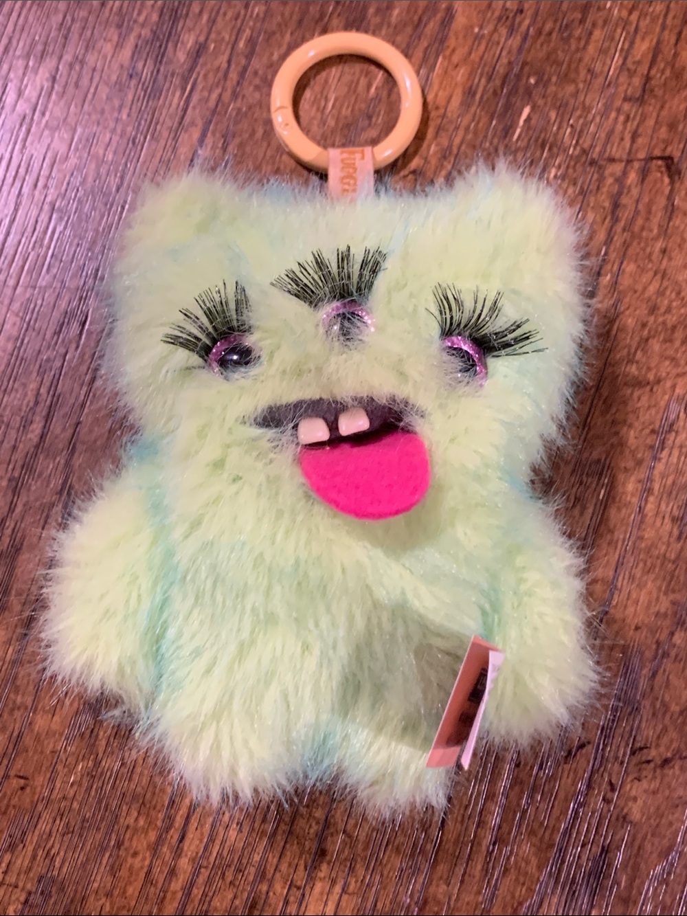 Zuru Fuggler Kids Plush Monster Keychain - Lime Green with Pink Tongue
